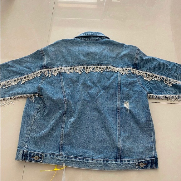Kylie Taylor Swift Cowboy Diamond Denim Embellished Rhinestone Jean Jacket - Picture 9 of 11